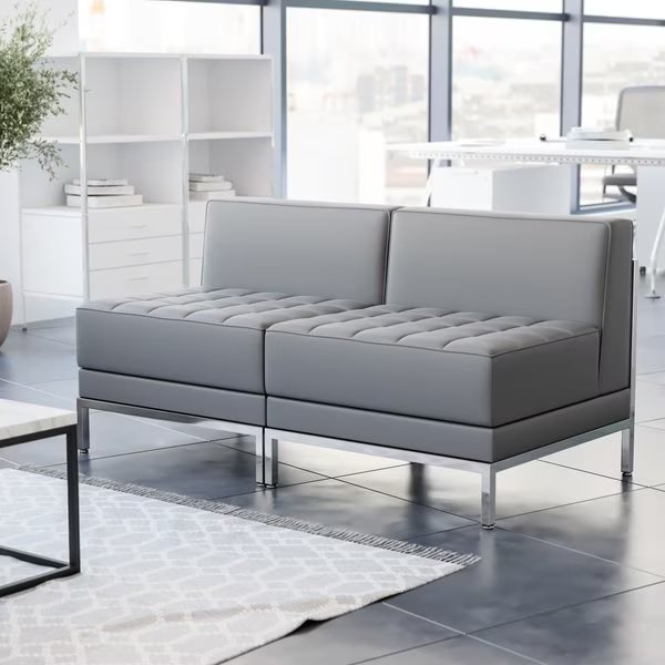 2 Piece Gray LeatherSoft Modular Lounge Set, Flash Furniture, Mfr#: ZB-IMAG-MIDCH-2-GY-GG